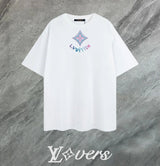 Louis Vuitton LV T-shirt Colorful Embroidery on the Chest logo round Neck Short Sleeve25ss New Pure Cotton Unisex Style T T-shirt OS Loose Fit Base Shirt Top Half Sleeve T-Shirt