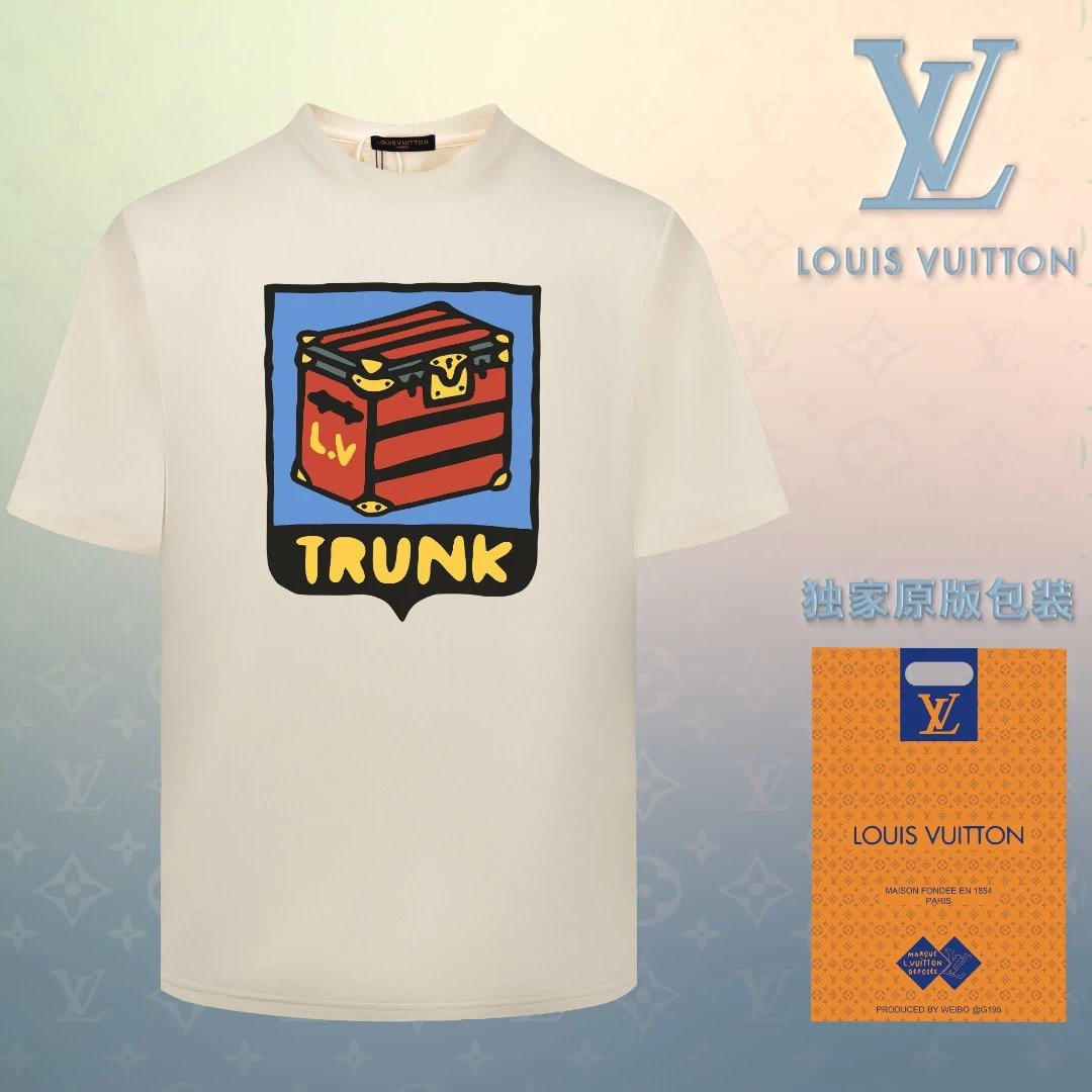 Louis Vuitton LV T-shirt 3D Heat Transfer Personalization LOGO Printed round Neck Short Sleeve25ss New Pure Cotton Unisex Style T T-shirt OS Loose Fit Base Shirt Short Sleeve Top T-Shirt