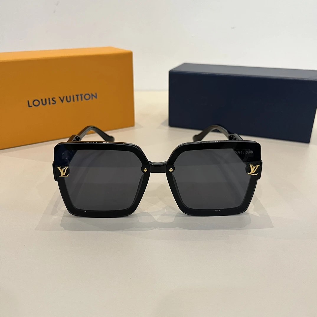 Louis Vuitton LV Sunglasses Letter Gold Label Temple Sunglasses Slimming Non-Prescription Driving Beach Fishing Unisex Couple Style UV Protection25ss New Sports Casual Versatile