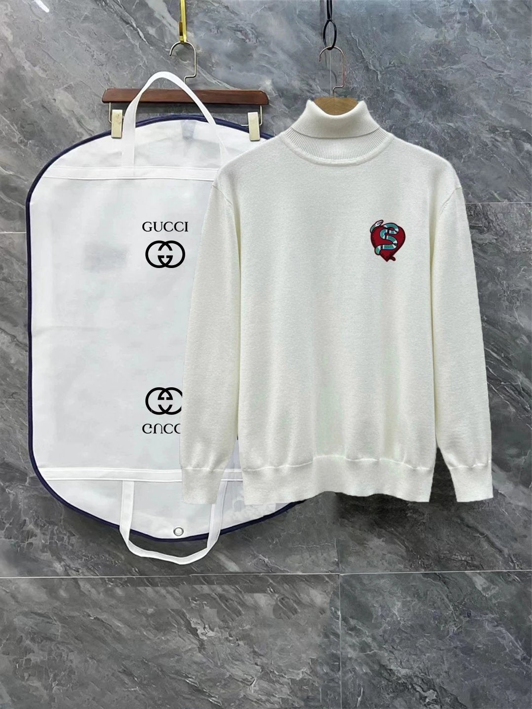 Gucci Sweater Heart-shaped Snake logo Turtleneck Sweater Coat Unisex Outerwear Long Sleeve Soft Lazy Style OS Loose fit