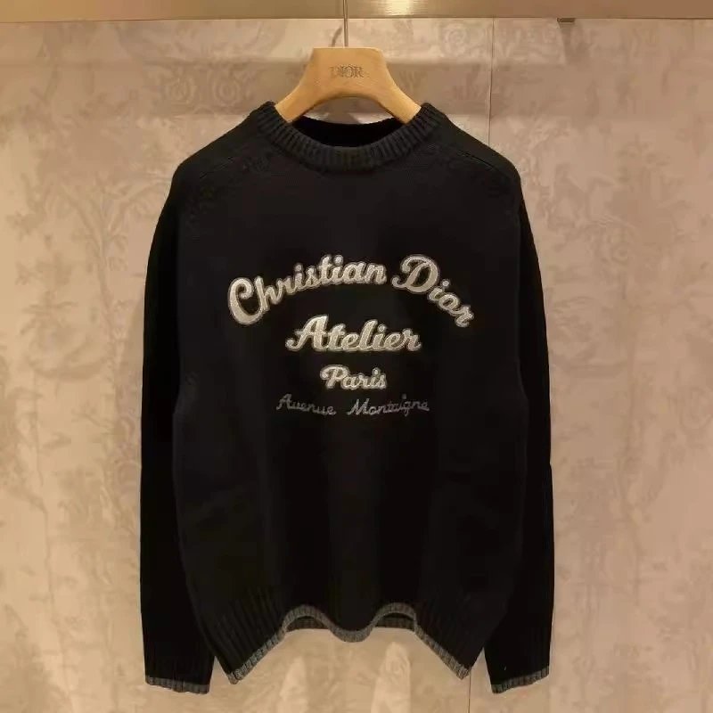 Dior Clothing 24New Letter Printed Casual Wool round Neck Knitted Sweater for Men and Women