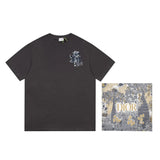 Dior T-shirt Rose Velvet Dior Crew Neck Short Sleeve25ss New Pure Cotton Unisex Style T T-shirt OS Loose Fit Base Shirt Casual T-Shirt