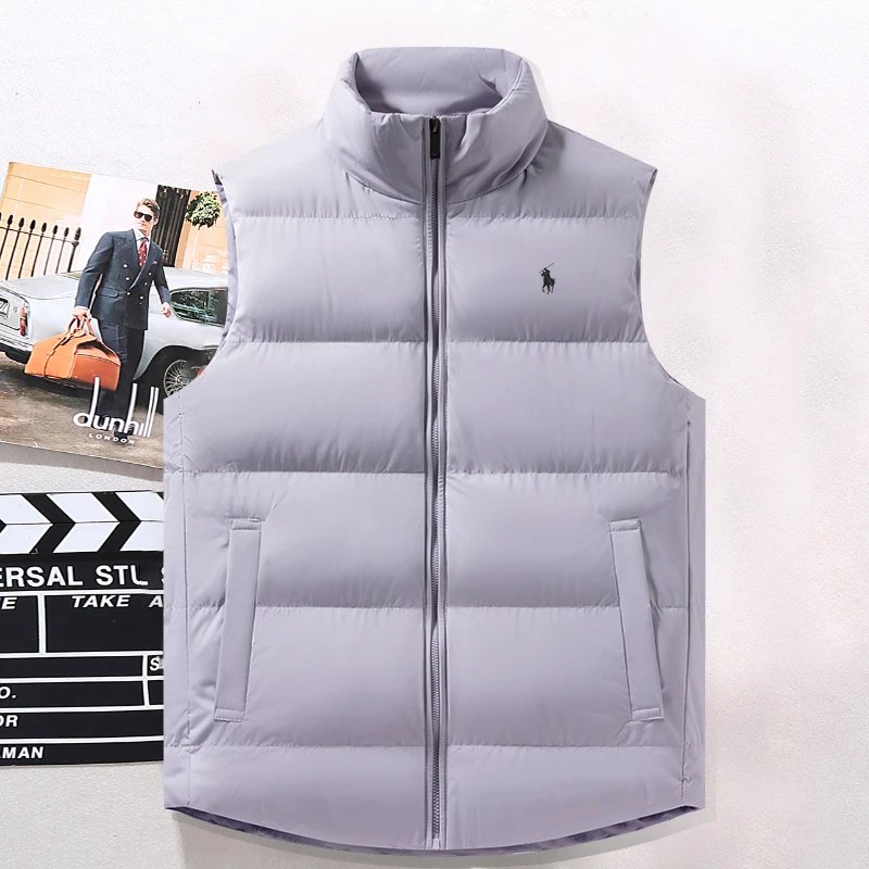 Ralph Lauren Vest Autumn and Winter down Cotton Vest Men's Outer Wear Stand-up Collar Thick Warm Back