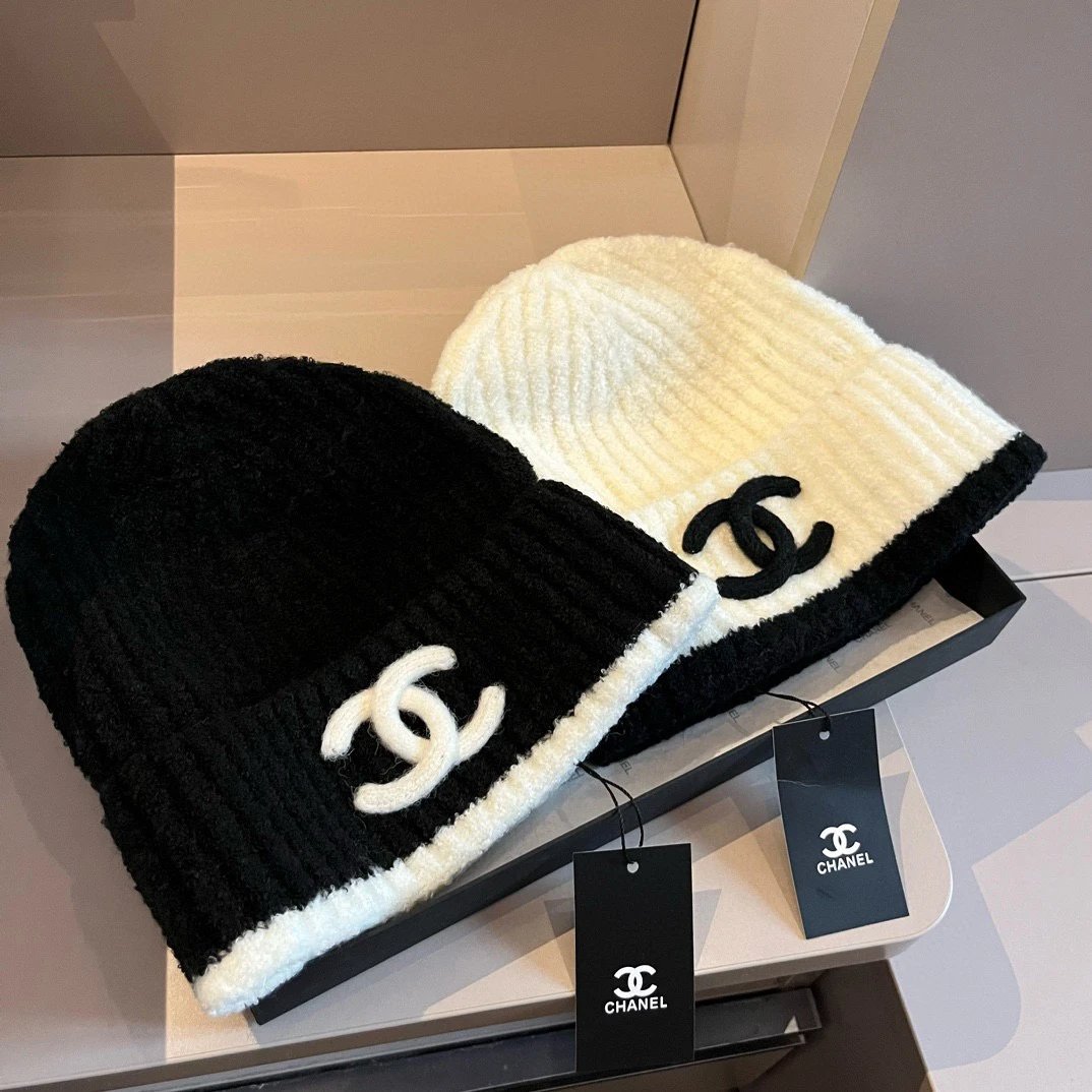 Chanel Hat Casual Hat High Quality Fashion Fashion Brand l Classic Big logo Knitted Woolen Cap New Autumn and Winter Thermal Head Cover Hat Travel Essential