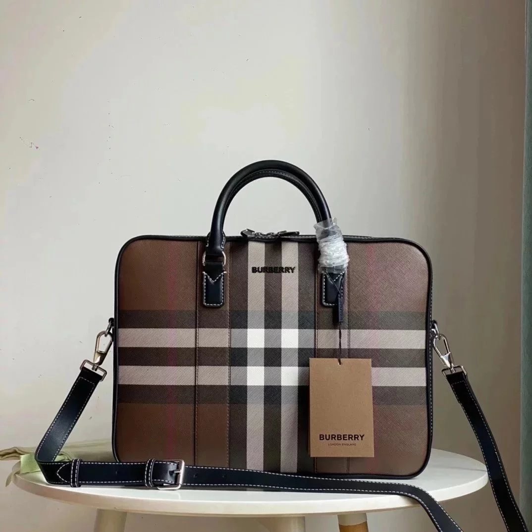 Burberry backpack Top version 【Original Leather】2022New Men's Computer Bag Made of Plaid and Italian Tanned Leather Business Briefcase Men's Handbag Business Trip Meeting Briefcase burerey Men's Bag