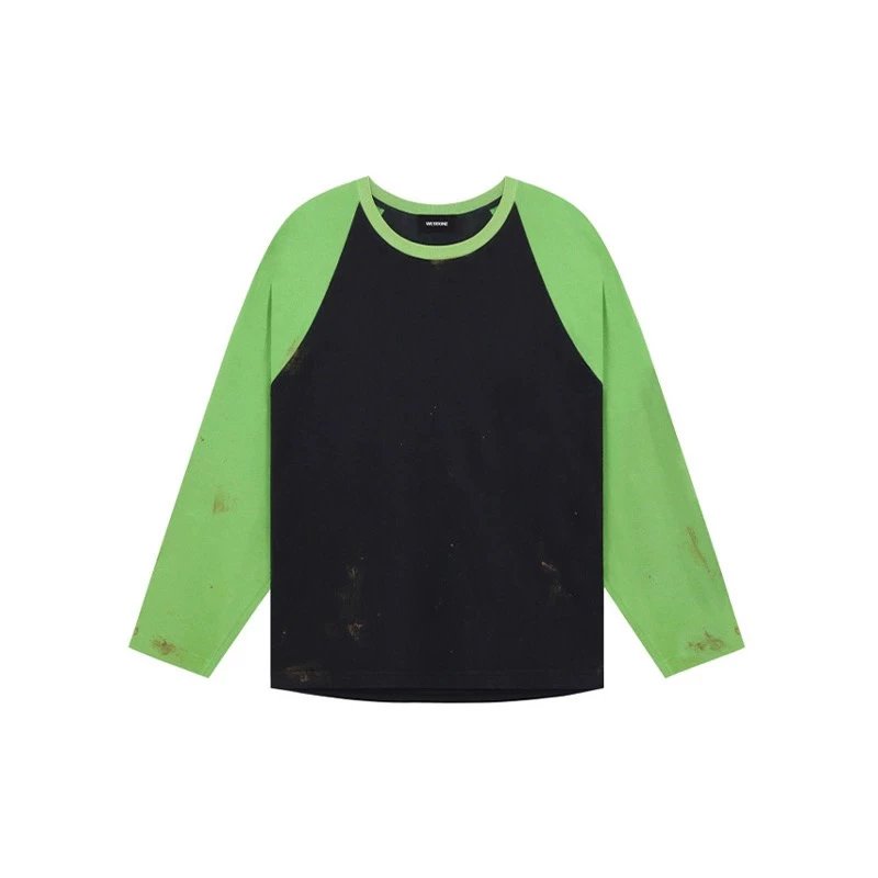 We11done Hoodie Top Version in Stock24Spring and Summer New Neon Washed Distressed Loose Long Sleeves T T-shirt