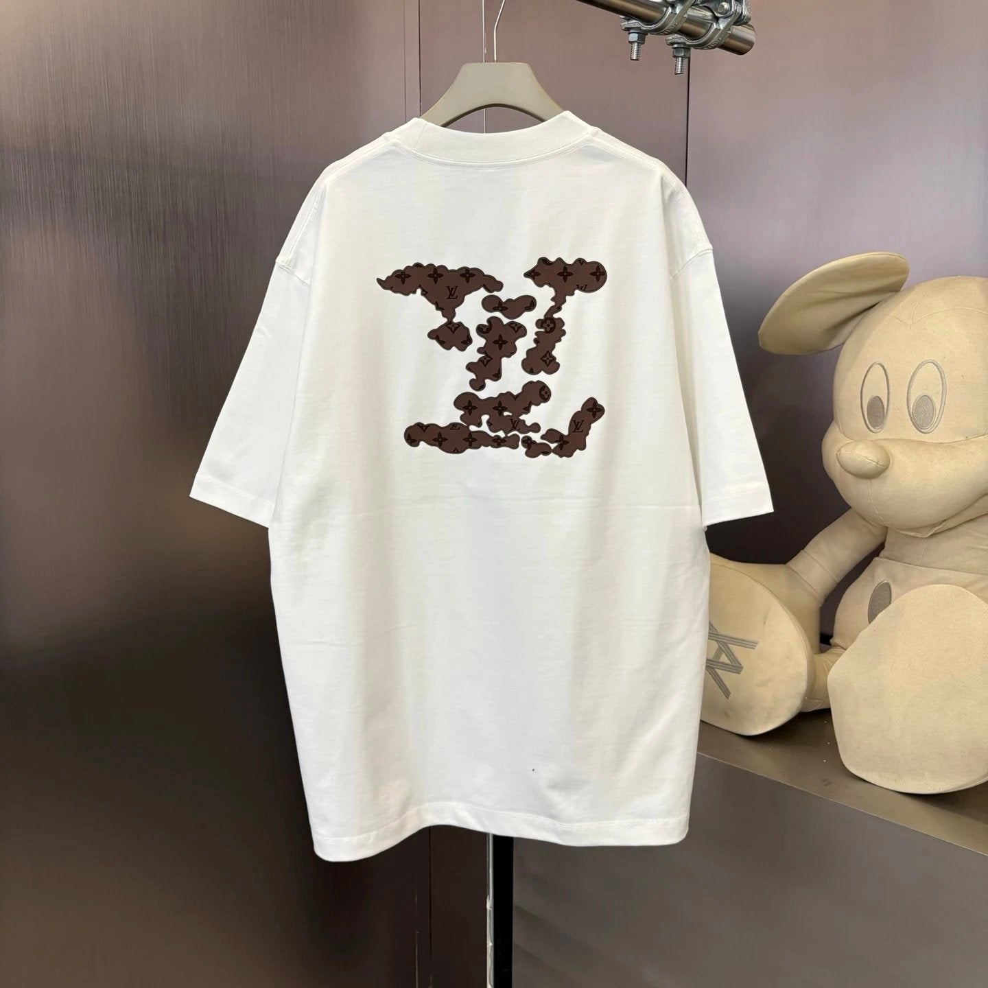 Louis Vuitton LV T-shirt Front and Back Embroidered Brand Letters logo round Neck Short Sleeve25ss New Pure Cotton Unisex Style T T-shirt OS Loose Fit Base Shirt Top Half Sleeve T-Shirt