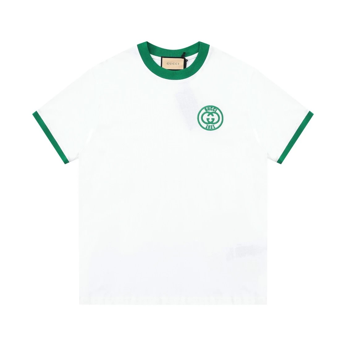 Gucci T-shirt Color Matching logo Letter Embroidered Crew Neck Short Sleeve25ss New Pure Cotton Unisex Style T T-shirt OS Loose Fit Base Shirt Top Half Sleeve T-Shirt