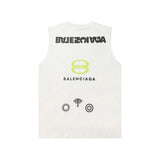 Balenciaga T-shirt Back Letter Signal Pattern Print logo Sleeveless Short Sleeve Sleeveless Vest25ss New Pure Cotton Unisex Base Shirt T T-shirt OS Loose Fit Half Sleeve T-Shirt