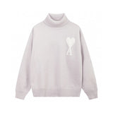 Ami Sweater Top Version23Autumn and Winter New Loose Alpaca Wool Blended Soft and Glutinous Turtleneck Love Clouds Sweater