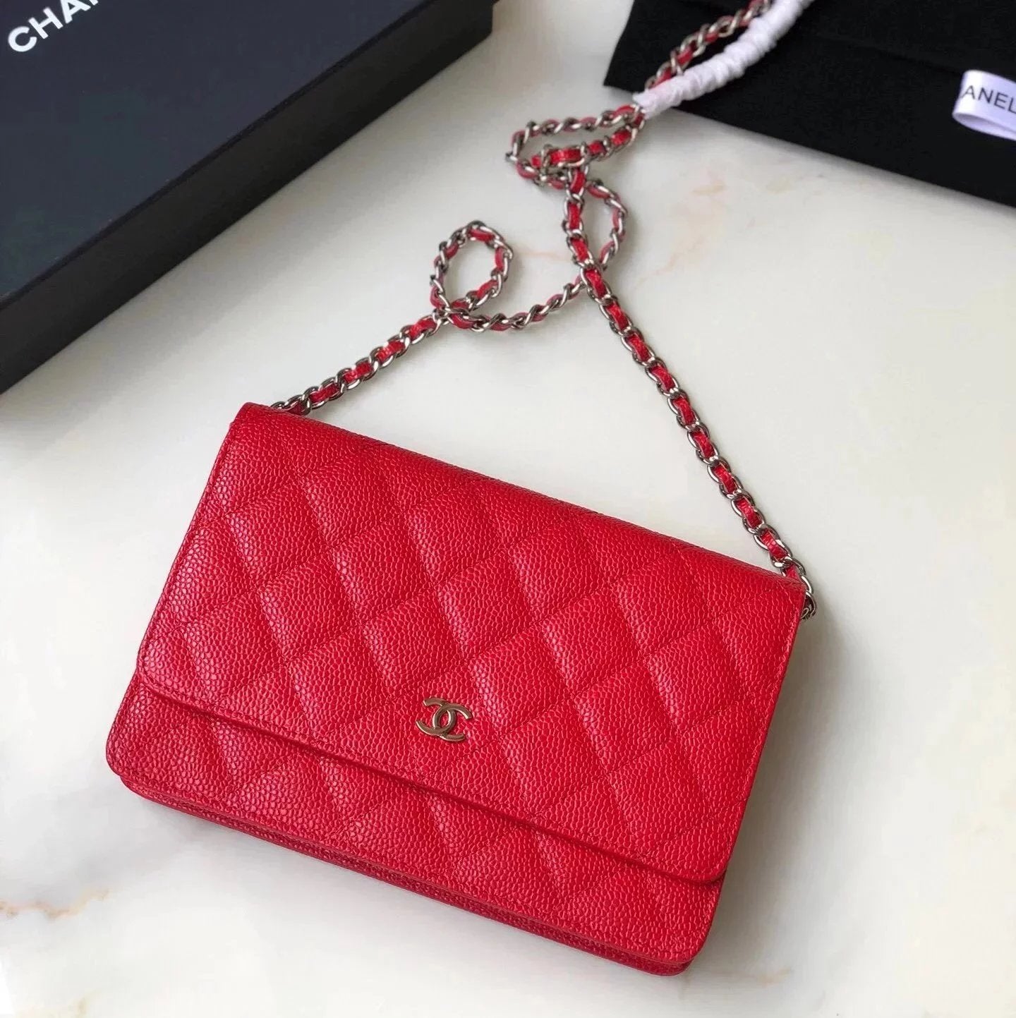 Chanel Women's Bag Top version 【**Original Leather】woc Latest Version Suction Clasp WOC Original Caviar Cowhide Sheepskin Chain Bag Flap Bag Flap Bag Diamond Pattern Bag Fortune Bag WOC Fighter in