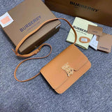Burberry Women's Bag Top version Original Genuine Goods Leather TB Series Metal Lock Catch Bag Buckle Lychee Pattern Leather One-Shoulder Crossbody Women's Flap Bag Small Square Bag Sheepskin tb Bag