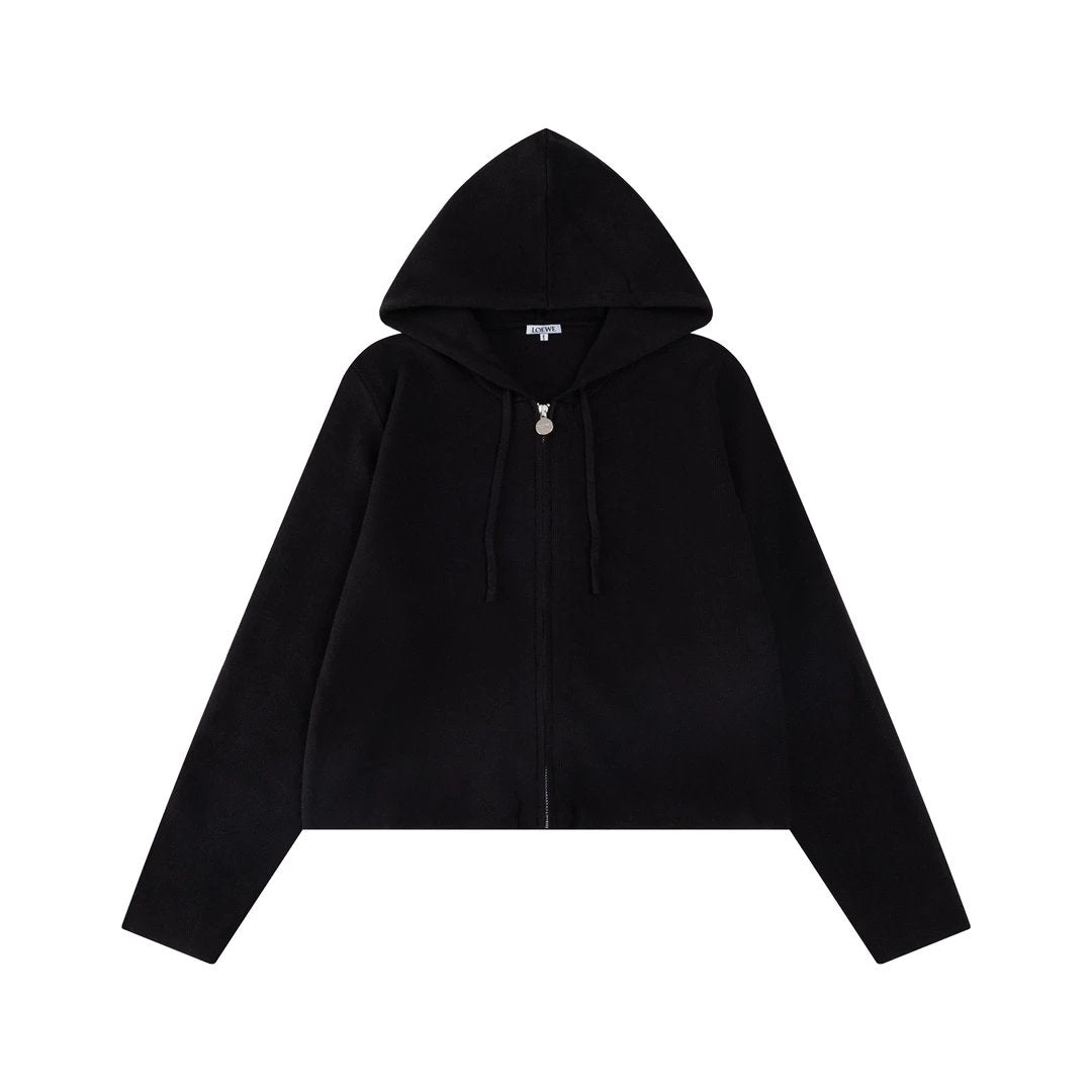 LOEWE Sweater 25fw Wool Zipper Sweater Jacket Short Women's Autumn New Arrival