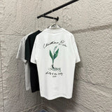 Dior T-shirt Chest Letter Embroidery Back Plant Print Round Neck Short Sleeve Pure Cotton T T-shirt ins Unisex Simple Summer New Casual Base Shirt T-Shirt