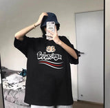 Balenciaga T-shirt Coke on the chest BB Letter Printing logo round Neck Short Sleeve25ss New Pure Cotton Unisex Style T Casual T-Shirt Base Layer Shirt OS Loose Fit Half Sleeve Top Plus Size