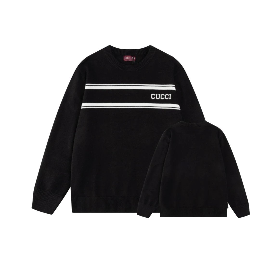 Gucci Sweater logo Jacquard Knit Long Sleeve Crew Neck Sweater Thickened Lazy Style OS Loose Fit Jacket Unisex Top Versatile Casual Wearable Inside and Outside