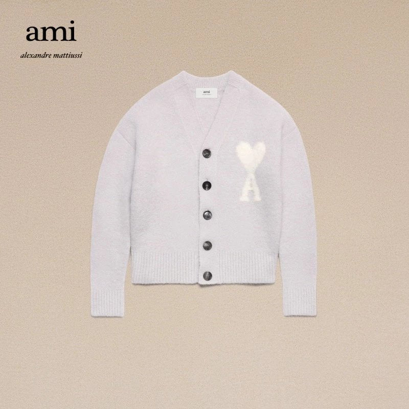 Ami Sweater Top Version23Autumn and Winter New Alpaca Wool Blended Soft Glutinous Knitted Cardigan Cloud Sweater Coat