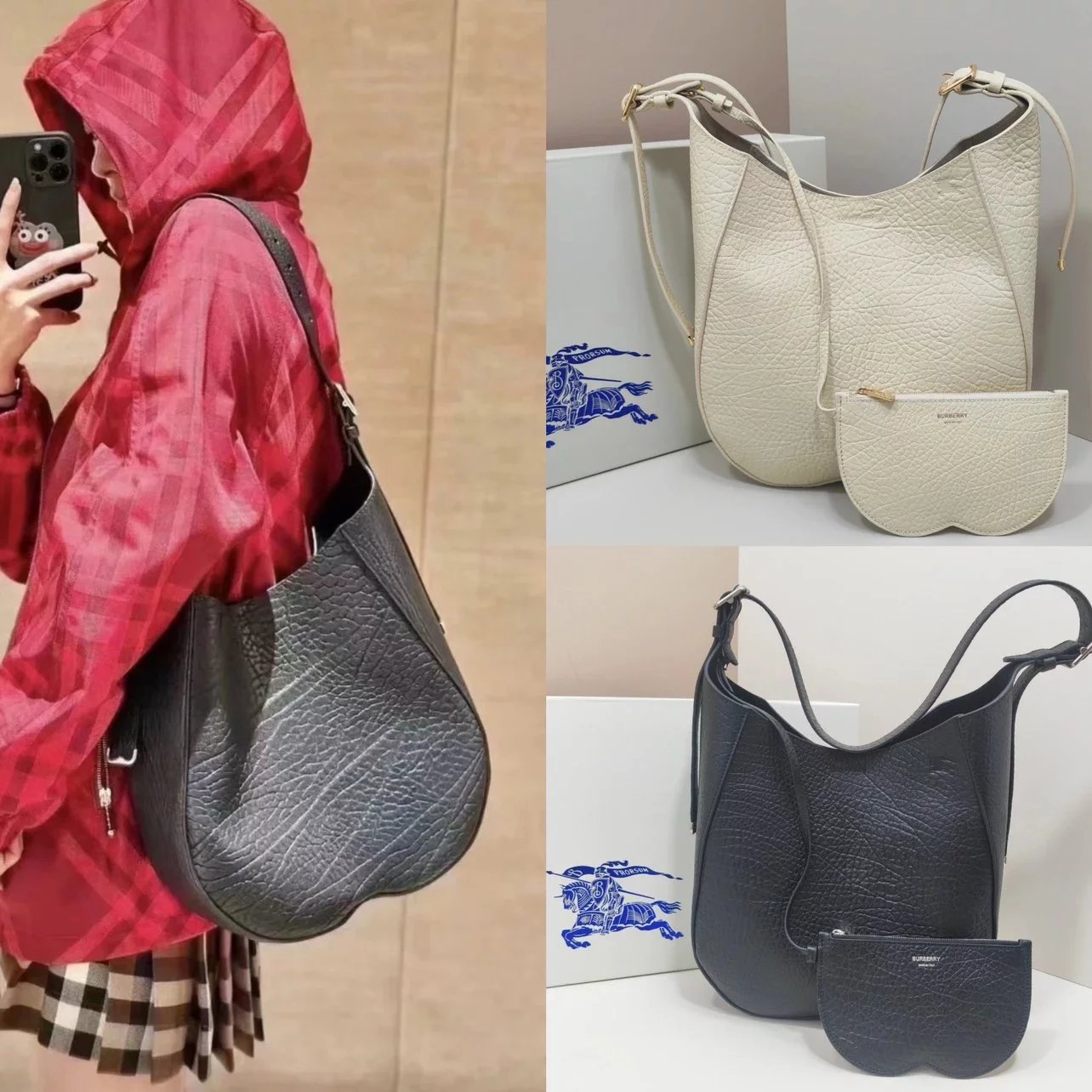 Burberry Women's Bag Top version 【Premium Original Leather Hardware】24ss New Product Chess College Style Backpack Half Month Saddle Bag chesshobo Bag Tote Bag Backpack Mother and Child Bag with Mini Purse Women's Messenger Bag Tote Women's Bag