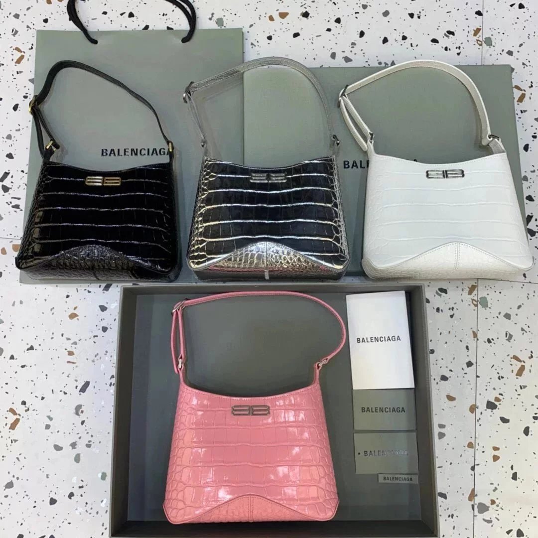 Balenciaga Bag Top version 【Level Surrogate Shopping】2022Spring and Summer New gXXhobo Crocodile Pattern hobo Underarm Bag Shoulder Messenger Bag Women's Bag