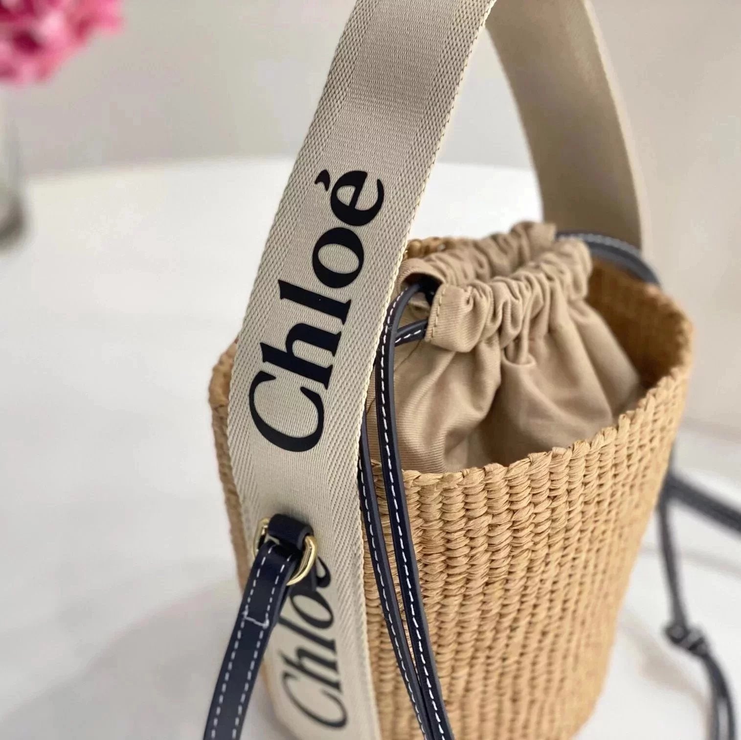 Chloe Bag Top version 2022Spring and Summer-New Rattan Weave Bag SmallWoodyBasket Vegetable Basket Bucket Bag Woven Bag Small Size Woody Cabas Bag Accessories Woody Ribbon Crossbody Shoulder Bag New Women's Bag