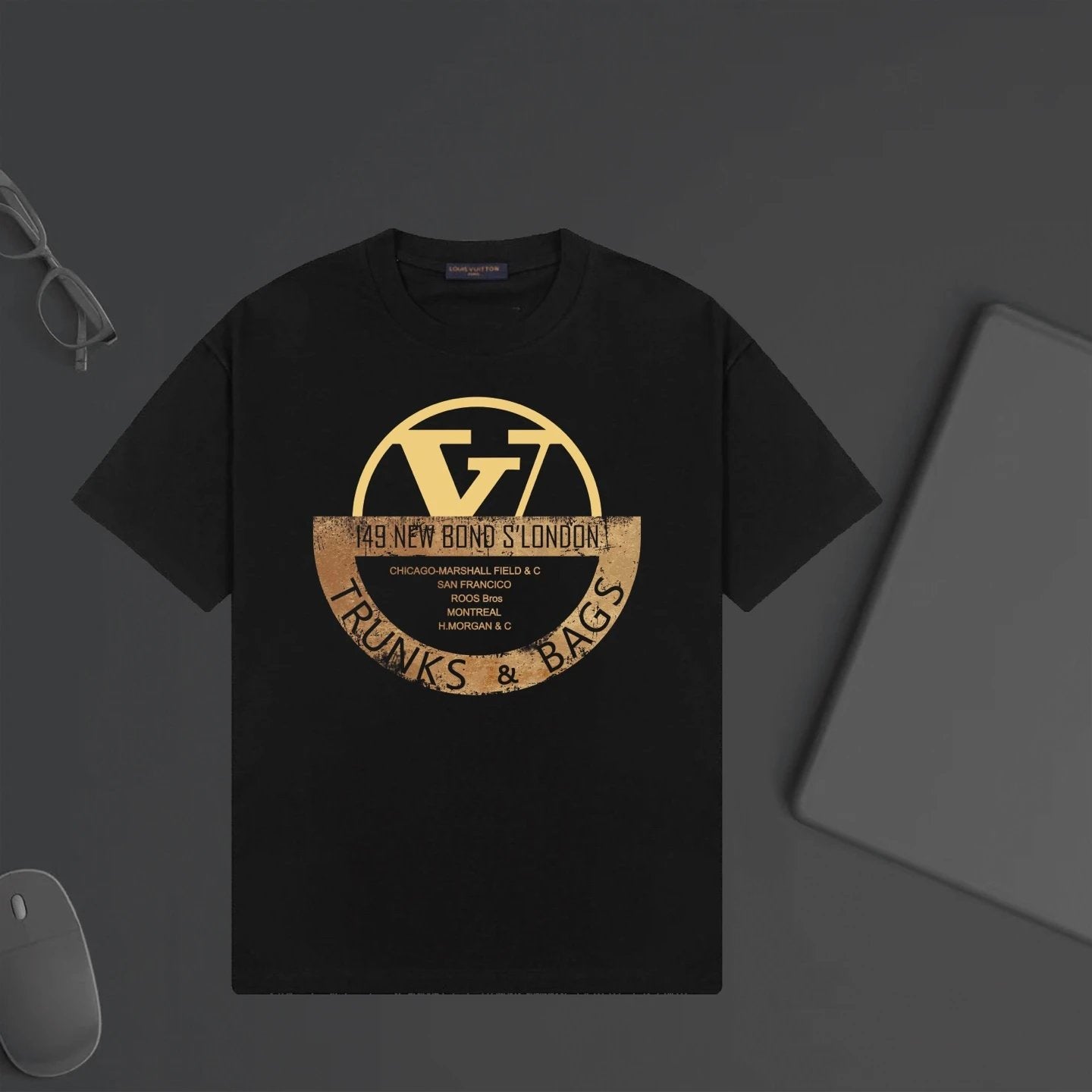 Louis Vuitton LV T-shirt Chest Half-Circle Letter Print logo round Neck Short Sleeve25ss New Pure Cotton Unisex Style T T-shirt OS Loose Fit Base Shirt Half Sleeve T-Shirt Top Half Sleeve