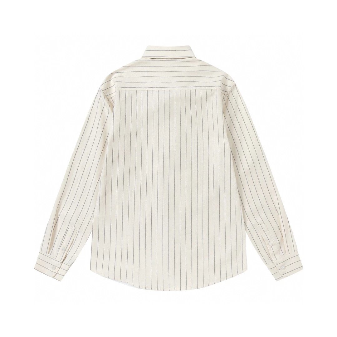 Ami Shirt Top Version Long-Sleeved Shirt Spring Summer Sun Protective Clothes Commuter Wedding Affordable Luxury Style Casual White Collar Striped Top