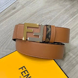 FENDI Belt Top version Double F Buckle Belt Imported from Italy Cowhide Leather Pure Original Leather Men's Business Belt Smooth Buckle