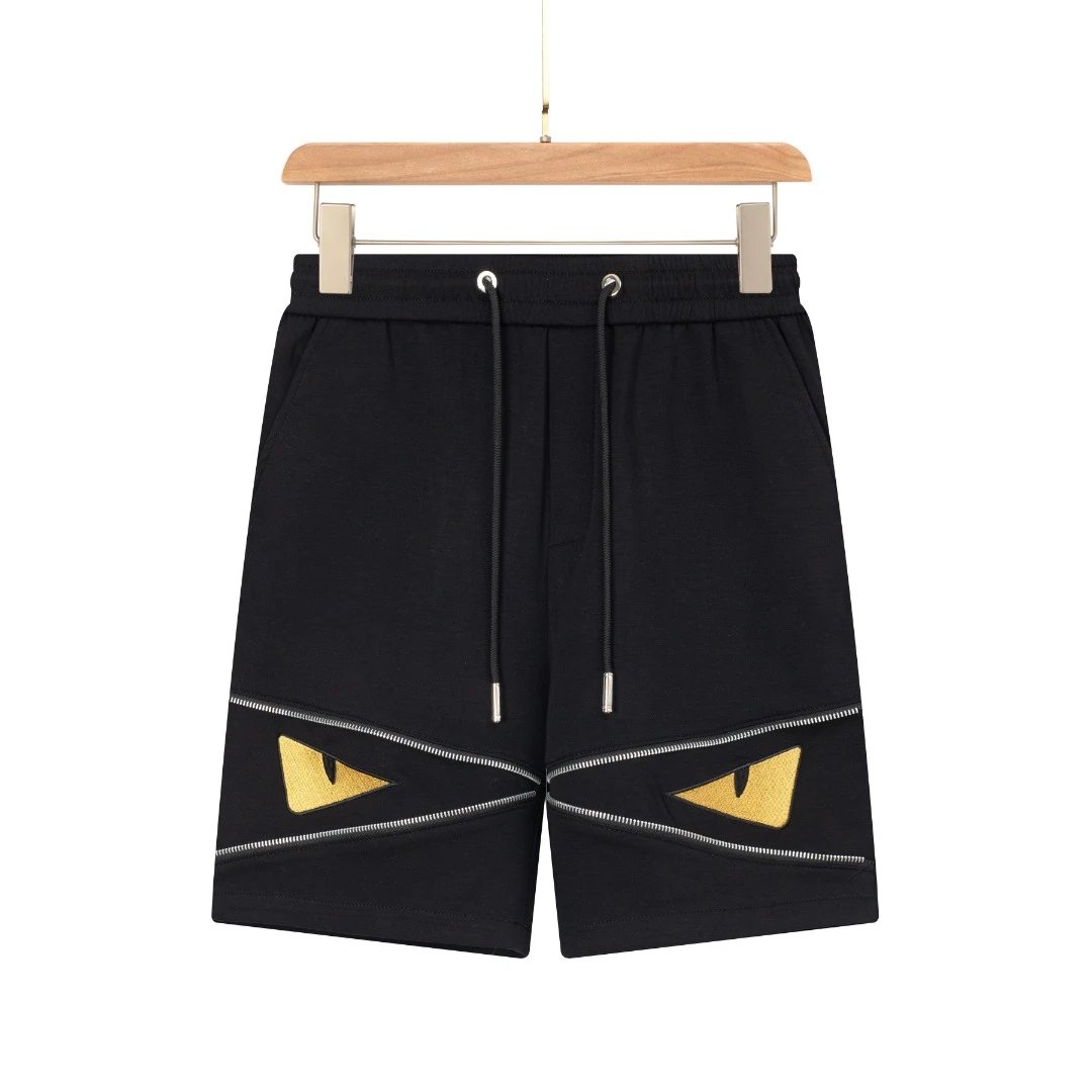 FENDl Shorts Front Eye Pattern Embroidery logo Five-point Shorts25ss New Drawstring Casual Summer Pants American Style5Two-in-One Casual Sweatpants for Men and Women, Pure Cotton Joggers