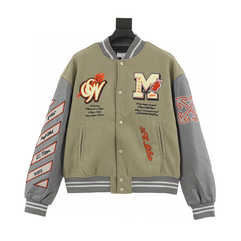 OFF -White Jackets Milan Demon Arrow Baseball Uniform Jacket for Men and Women