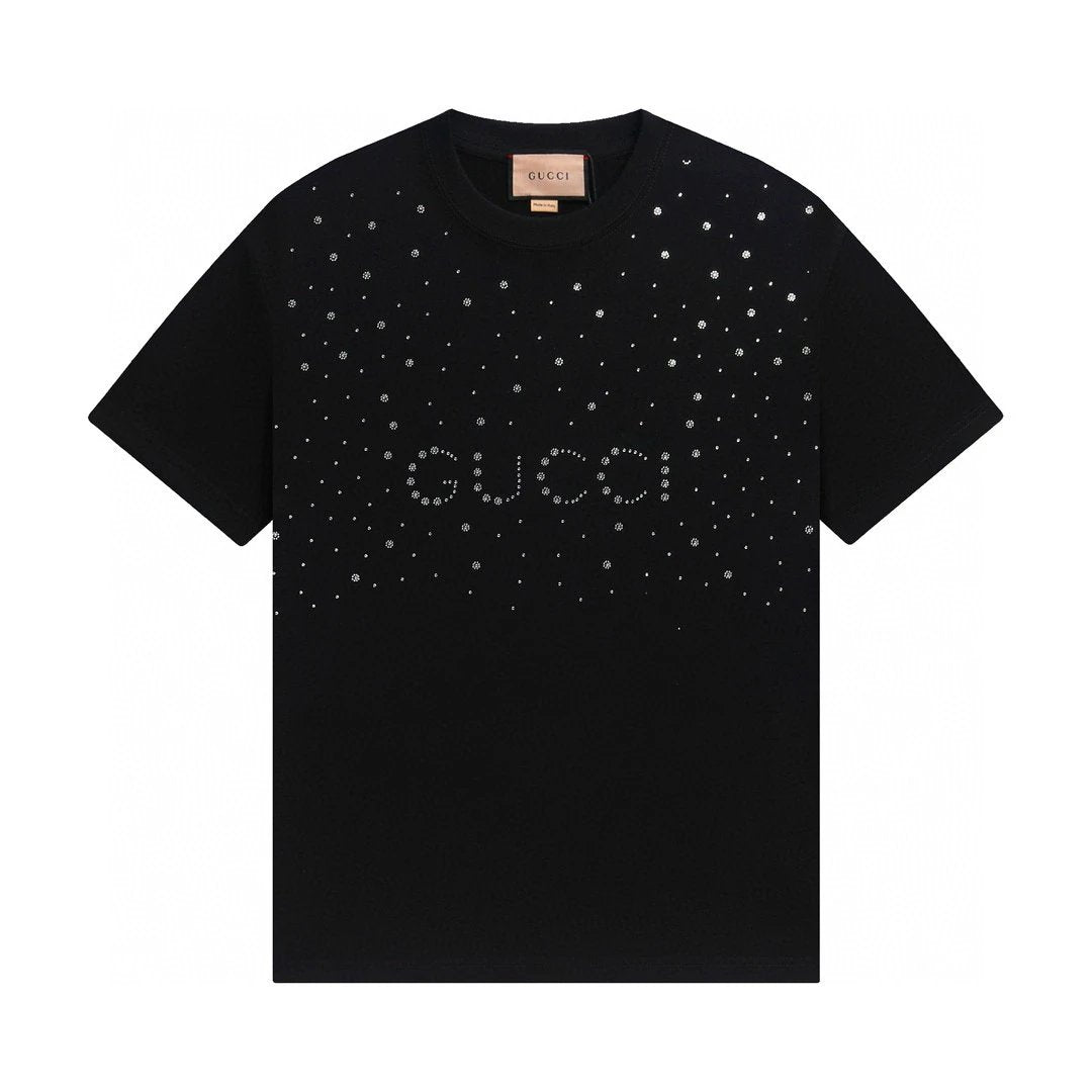 Gucci T-shirt Chest Dot Letter Printing logo round Neck Short Sleeve25ss New Pure Cotton Unisex Style T T-shirt OS Loose Fit Base Shirt Top Half Sleeve T-Shirt
