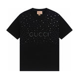 Gucci T-shirt Chest Dot Letter Printing logo round Neck Short Sleeve25ss New Pure Cotton Unisex Style T T-shirt OS Loose Fit Base Shirt Top Half Sleeve T-Shirt