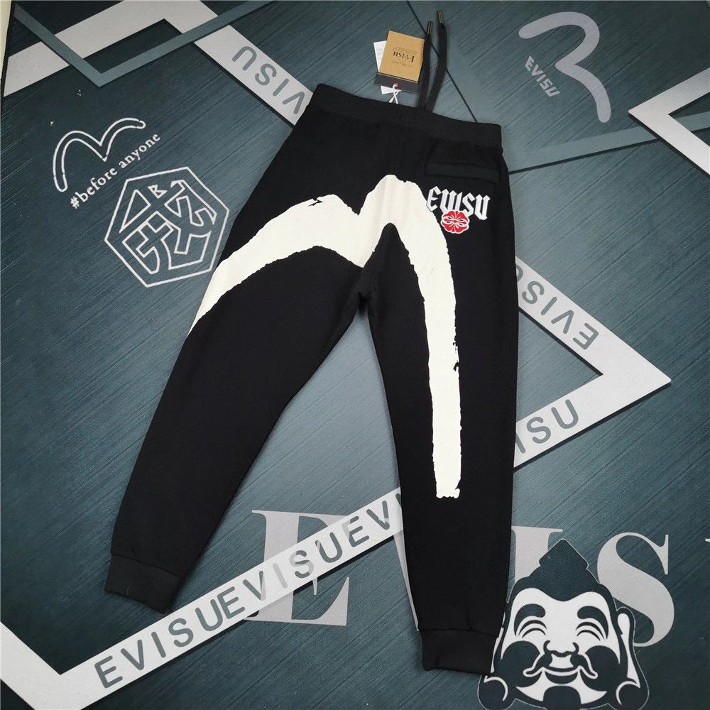 Evisu Sweatpants Top Version Spring and Summer New Men's Graffiti Damo Printed Casual Sweatpants Trousers