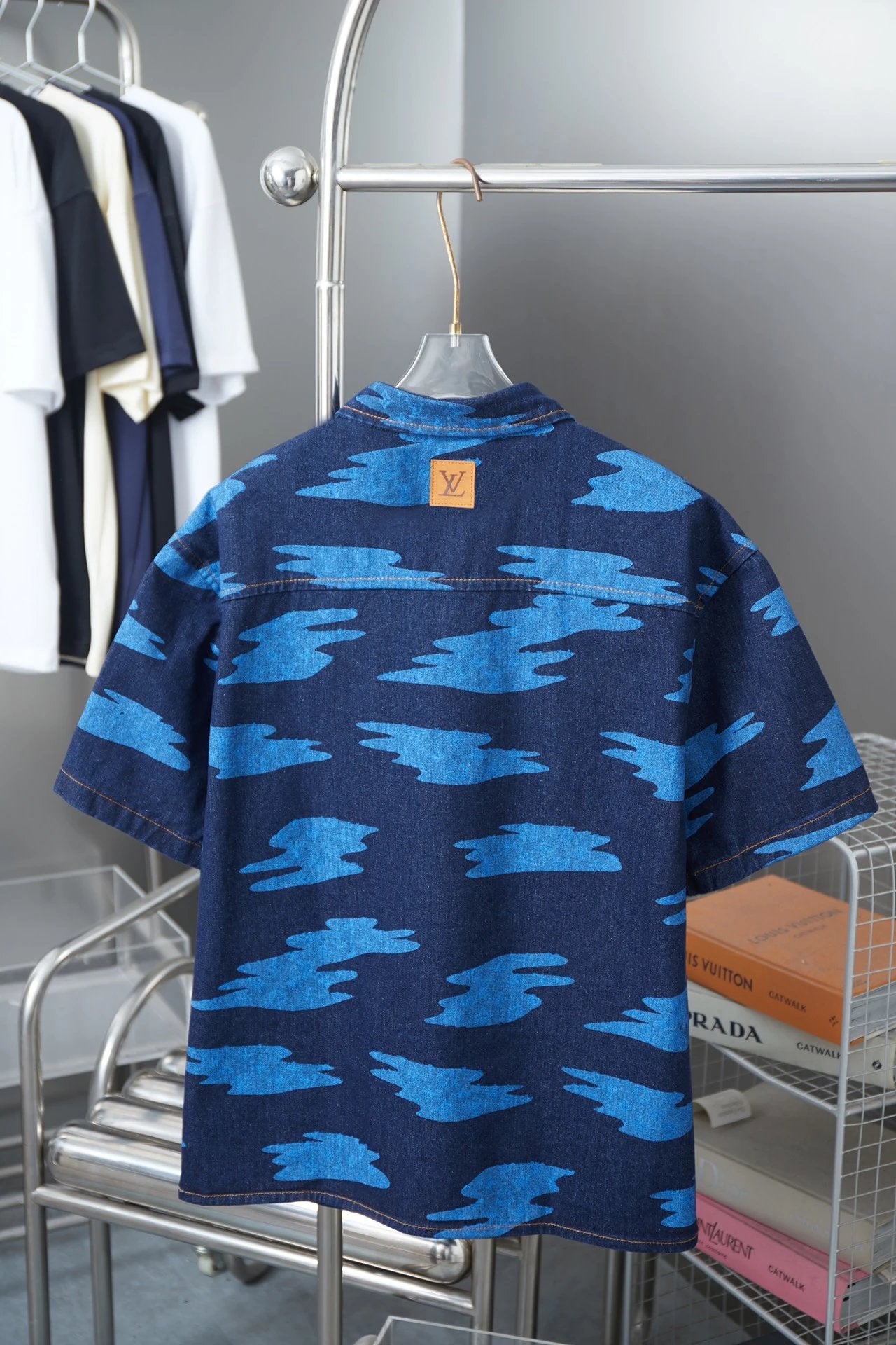 Louis Vuitton LV Shirt Full Pattern Print logo Shijia Turn-down Collar Short Sleeve Shirt Unisex Versatile Business Casual Slim Fit Jacket