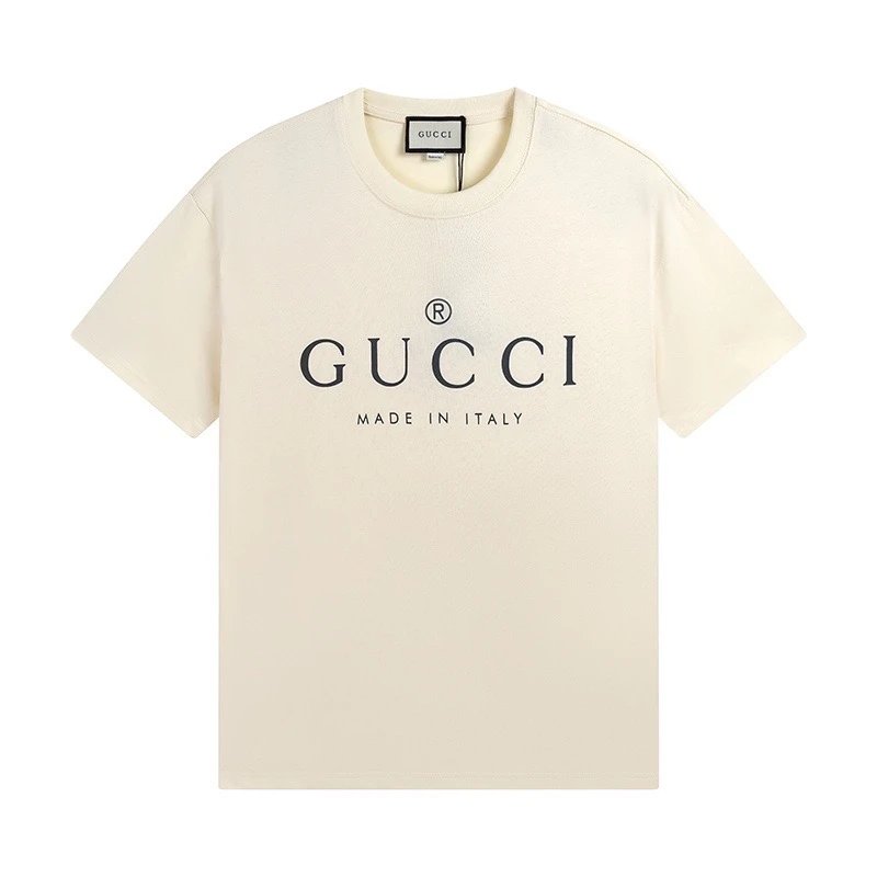 Gucci T-shirt Chest Letter Print logo round Neck Short Sleeve25ss New pure cotton T Unisex T-Shirt OS Drop Shoulder Loose Fit Base Shirt Top T-Shirt Short Sleeve