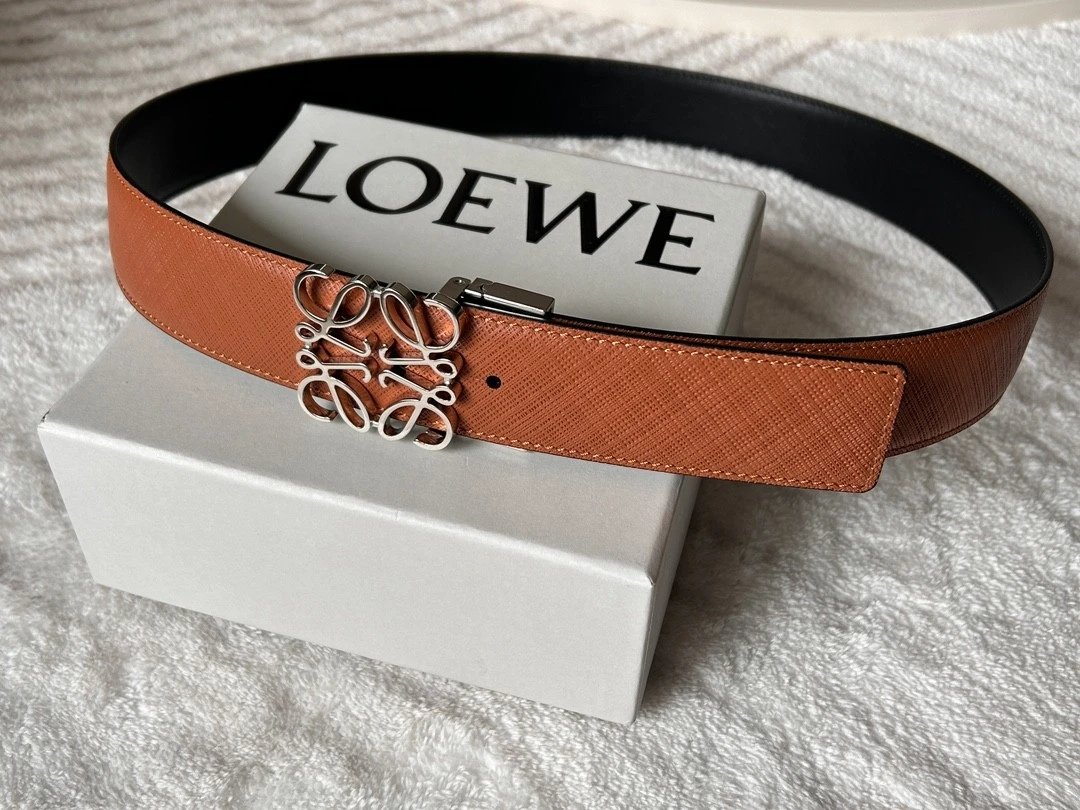 LOEWE Belt Top version Belt Genuine Cattlehide Leather Surface Original Single Original Single Double-Sided First Layer Original Cowhide4.0Men's Leather Belt Man's Belt Men's Belt Business Casual Pants Belt Men's Business Casual Belt Belt Men's High-End B