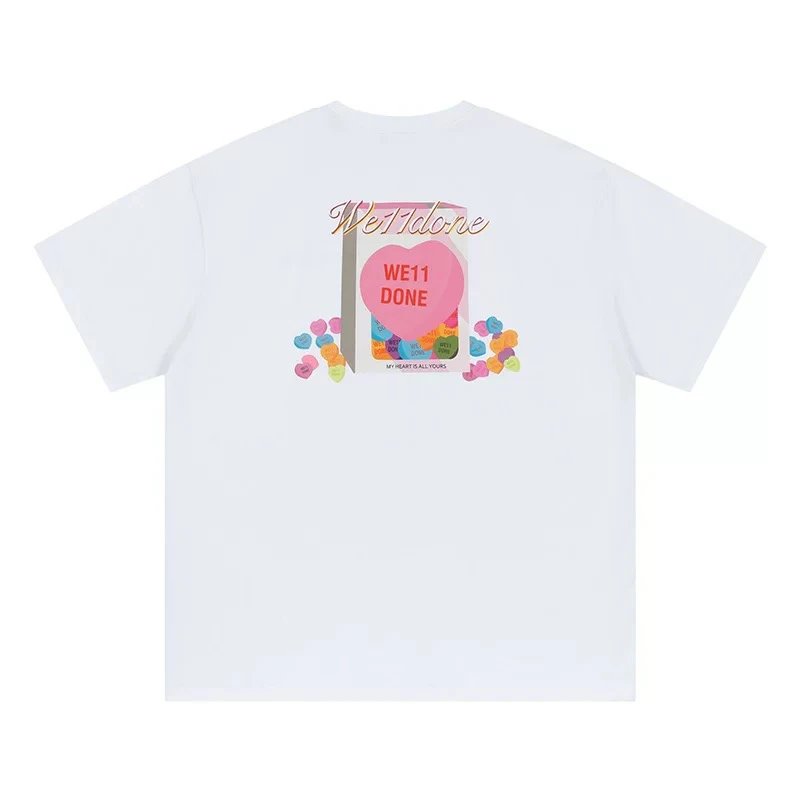 We11done T-shirt Top Version Special-Interest Fashion Brand Summer Colorful Scribing Foam Letter Loose Short Sleeve T T-shirt for Men and Women