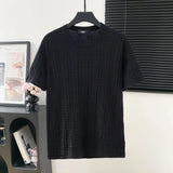 FENDI T-shirt Full Body Double F Texture logo round Neck Short Sleeve25ss New Pure Cotton Unisex Style T Casual T-Shirt Base Layer Shirt OS Loose Fit Half Sleeve Top Plus Size