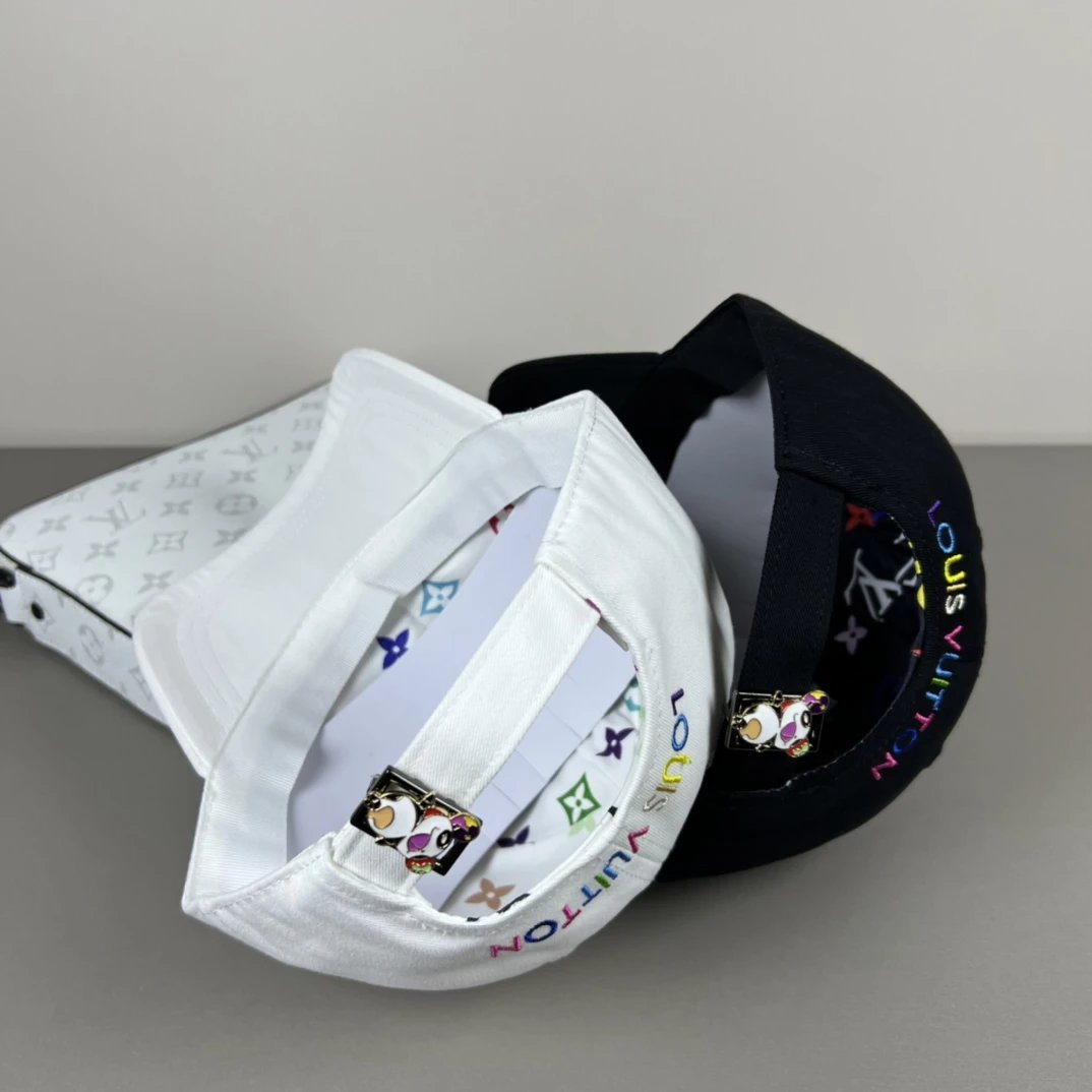Louis Vuitton LV Hat Colored Letters logo Baseball Cap Sun Protection Visor Cap Large Head Circumference Versatile Sports Hat Slimming Face Curved Brim Unisex Couple Style