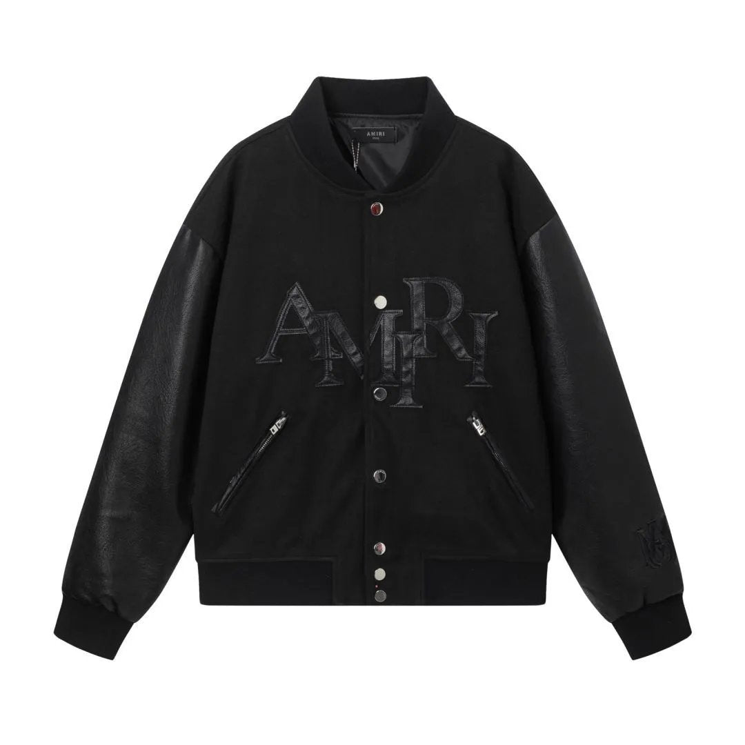 Amiri Jackets Coat 2024Autumn and Winter New Patch Embroidered Letter Lapel Baseball Jacket for Men and Women