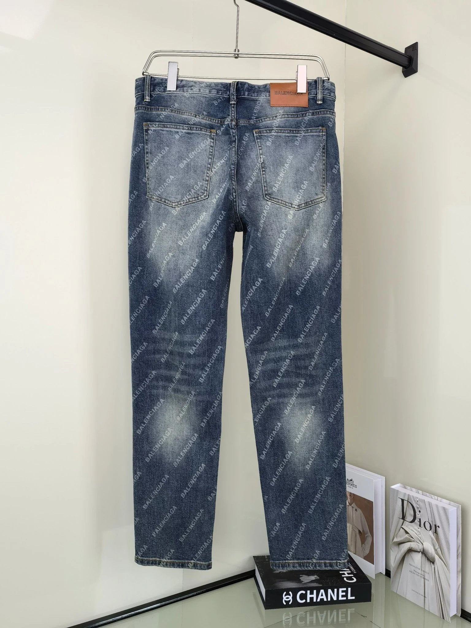 Balenciaga Jeans Full-body Bulletproof Print logo25ss Spring Summer New Straight Loose Slim Fit Jeans Unisex Long Pants