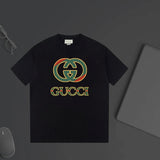 Gucci T-shirt Color-Blocked Front Double G Letter Printing logo round Neck Short Sleeve25ss New Pure Cotton Unisex Style T T-shirt OS Loose Fit Base Shirt Top Half Sleeve T-Shirt
