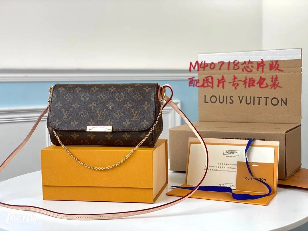 Louis Vuitton LV Women's Bag Top version 【Super Original Factory】M40718Classic Presbyopic Women's Bag FAVORITE Mahjong Bag Presbyopic Chessboard Plaid Chain Bag Handbag Messenger Bag Handbag Chain Bag Dinner Bag Summer Small Bag M40717