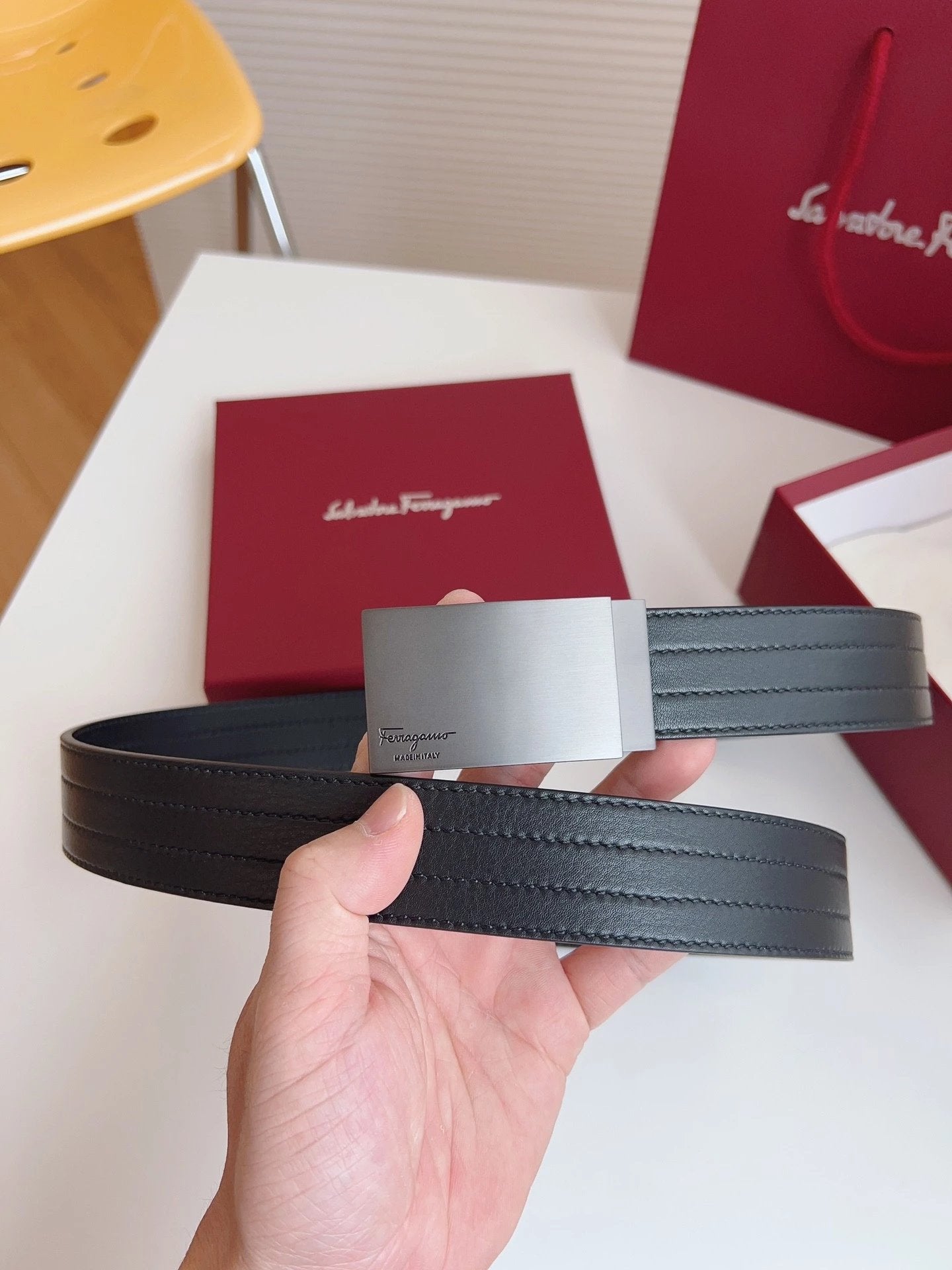 Ferragamo Belt Top version 【Full Package】Belt Width for Men and Women3.5cm with Chip nfc Anti-Counterfeiting Quality Counter Full Set Packaging Italian Double-Sided Cowhide Matching Boutique Brass Buckle Length Can Be Cut by Yourself Counter Belt Fashion