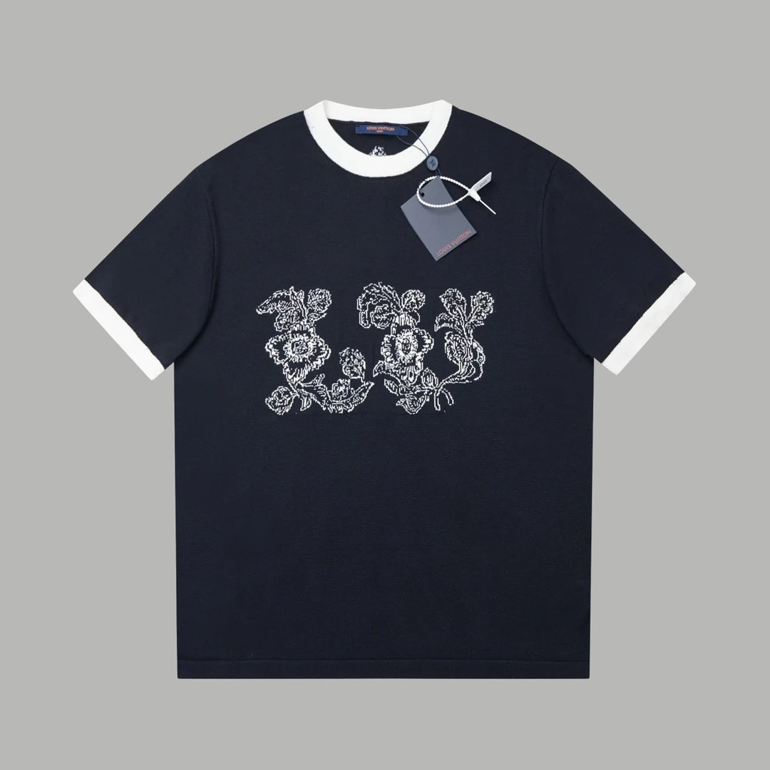 Louis Vuitton LV T-shirt Sunflower Embroidery on the Chest logo round Neck Short Sleeve25ss New Pure Cotton Unisex Style T T-shirt OS Loose Fit Base Shirt Top Half Sleeve T-Shirt