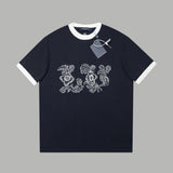 Louis Vuitton LV T-shirt Sunflower Embroidery on the Chest logo round Neck Short Sleeve25ss New Pure Cotton Unisex Style T T-shirt OS Loose Fit Base Shirt Top Half Sleeve T-Shirt
