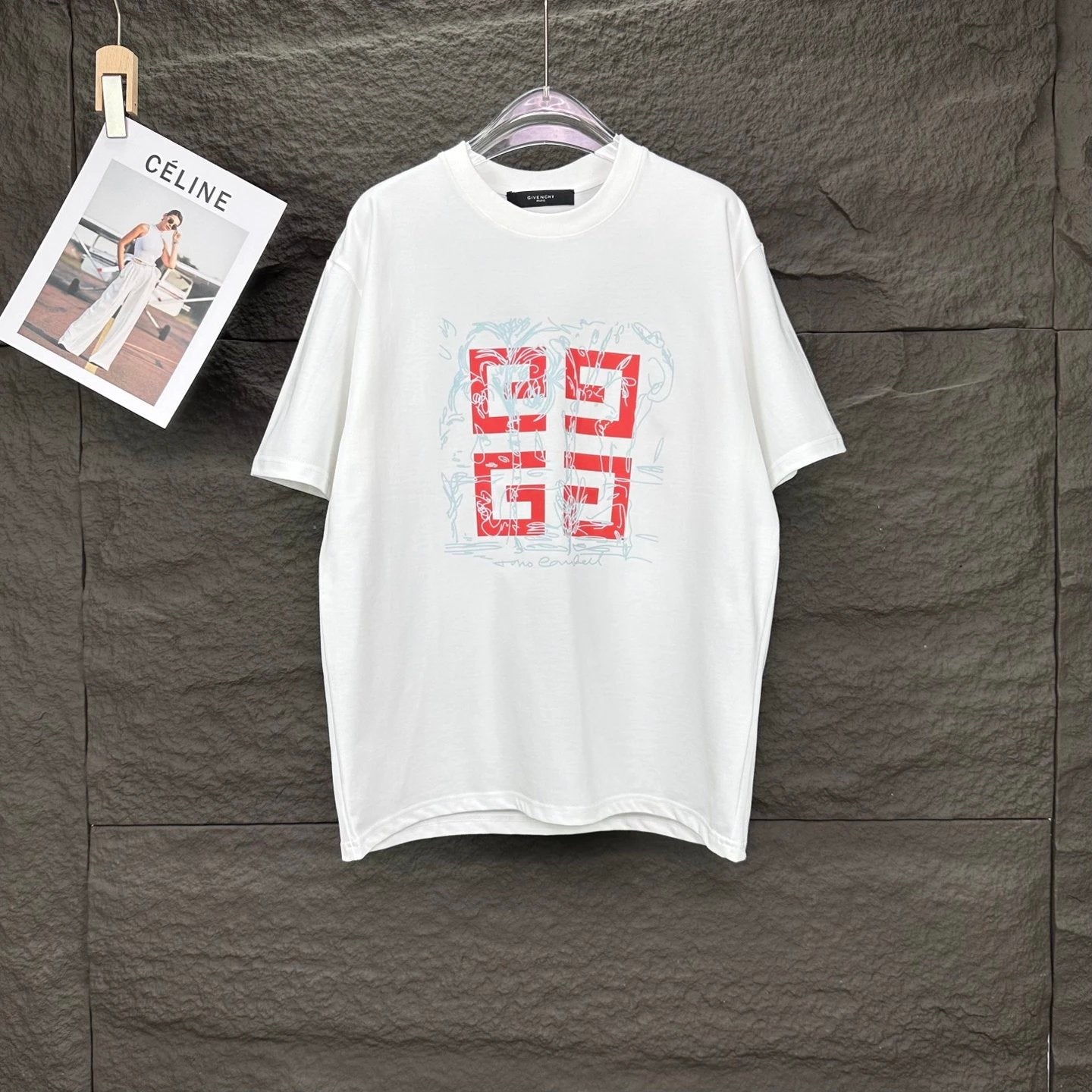 Givenchy T-shirt Chest Letter Pattern Print logo round Neck Short Sleeve25ss New Pure Cotton Unisex Style T Casual T-Shirt Base Layer Shirt OS Loose Fit Half Sleeve Top Plus Size