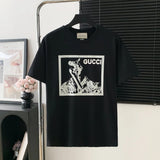 Gucci T-shirt Cartoon Character Print on the Chest logo round Neck Short Sleeve25ss New Pure Cotton Unisex Style T T-shirt OS Loose Fit Base Shirt Half Sleeve T-Shirt Top Half Sleeve