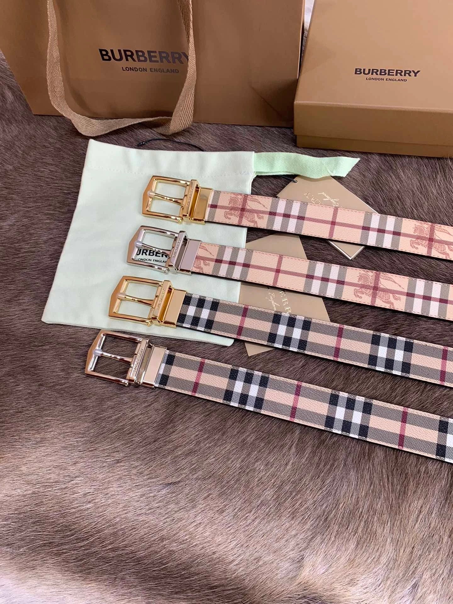 Burberry Belt Top version 【Full Package】New Men's Leather Belt Width3.5cm Double-Sided Imported First Layer Calfskin Full Grain Leather Genuine Goods Quality Original Factory Pin Buckle Letters Rotating Buckle Counter Full Set Gift Box Packaging B Home Be