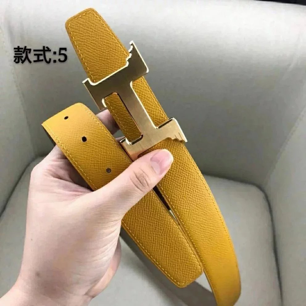 Hermes Belt Top version Men's and Women's Leather Belt Double-Sided Belt Italy Imported Cowhide Leather Original Leather Pure Steel Buckle Palm Grain h Home Double h Buckle Jeans Button