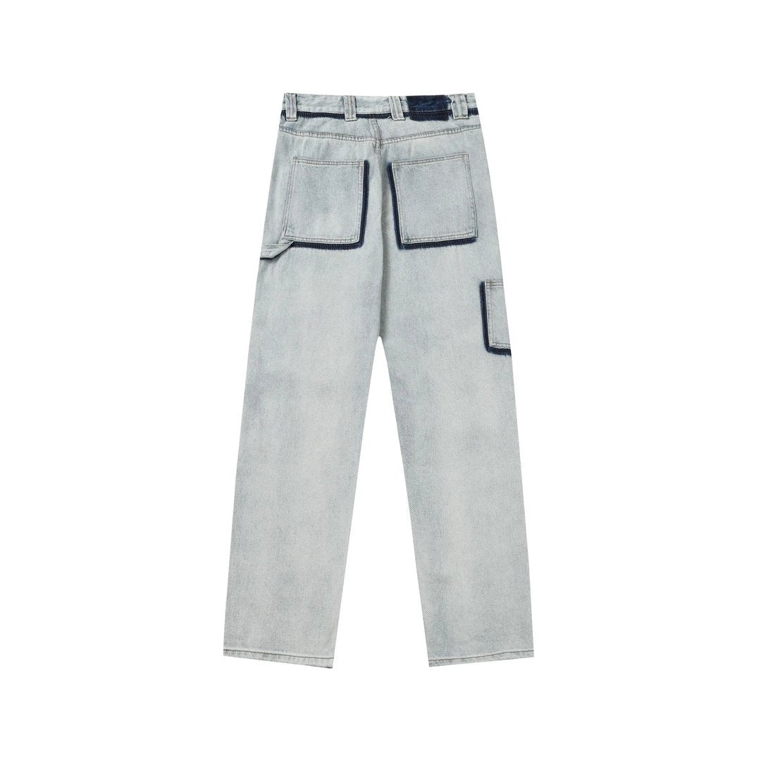 Maison Margiela Jeans Heavy Wash Ice Blue Craft Jeans Pants Set Simple Versatile Loose Fit Unisex